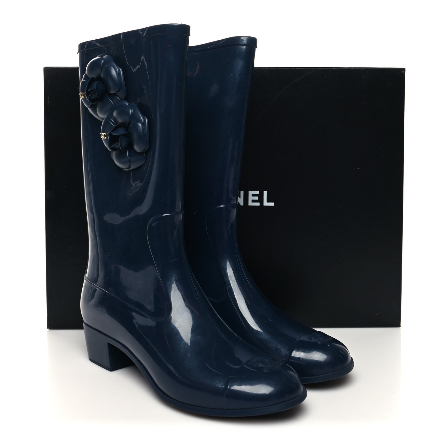 Rubber Camellia Rain Boots 41 Dark Blue