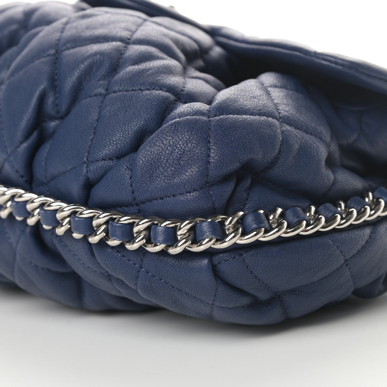Chanel Washed Lambskin Quilted Medium Chain Around Flap Blue 10 of 11