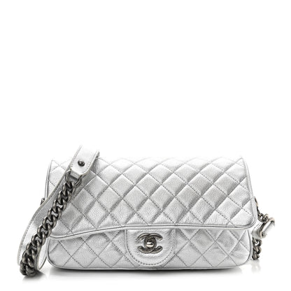 Chanel Metallic Grained Calfskin Quilted Small Casual Rock Flap Silver 1 of 10
