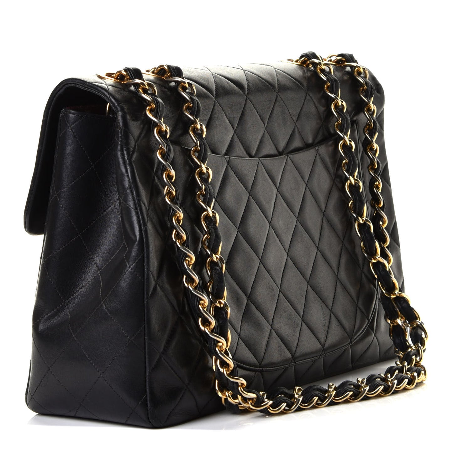 Lambskin Quilted XL Jumbo Single Flap Black