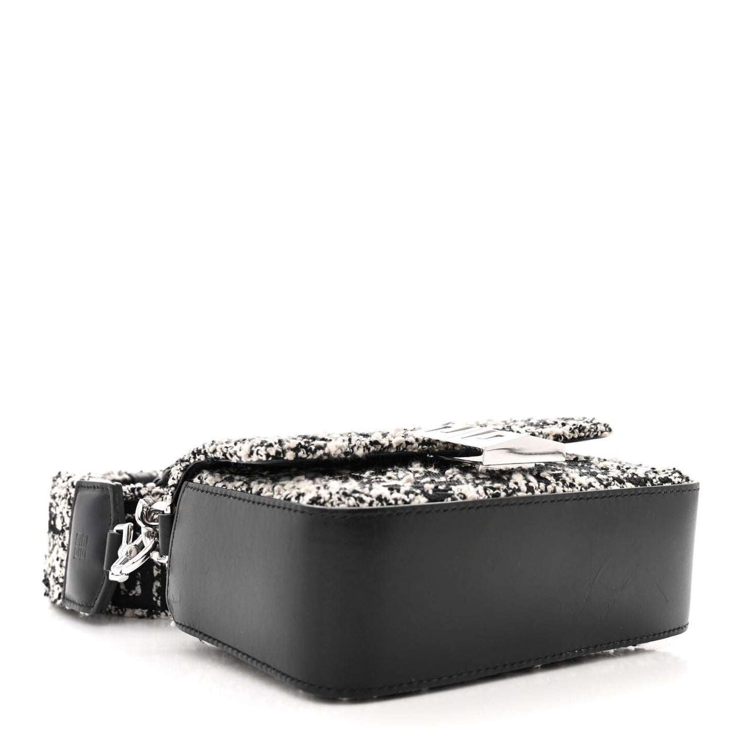 Boucle Tweed Embroidered Small 4G Woven Chain Crossbody Black