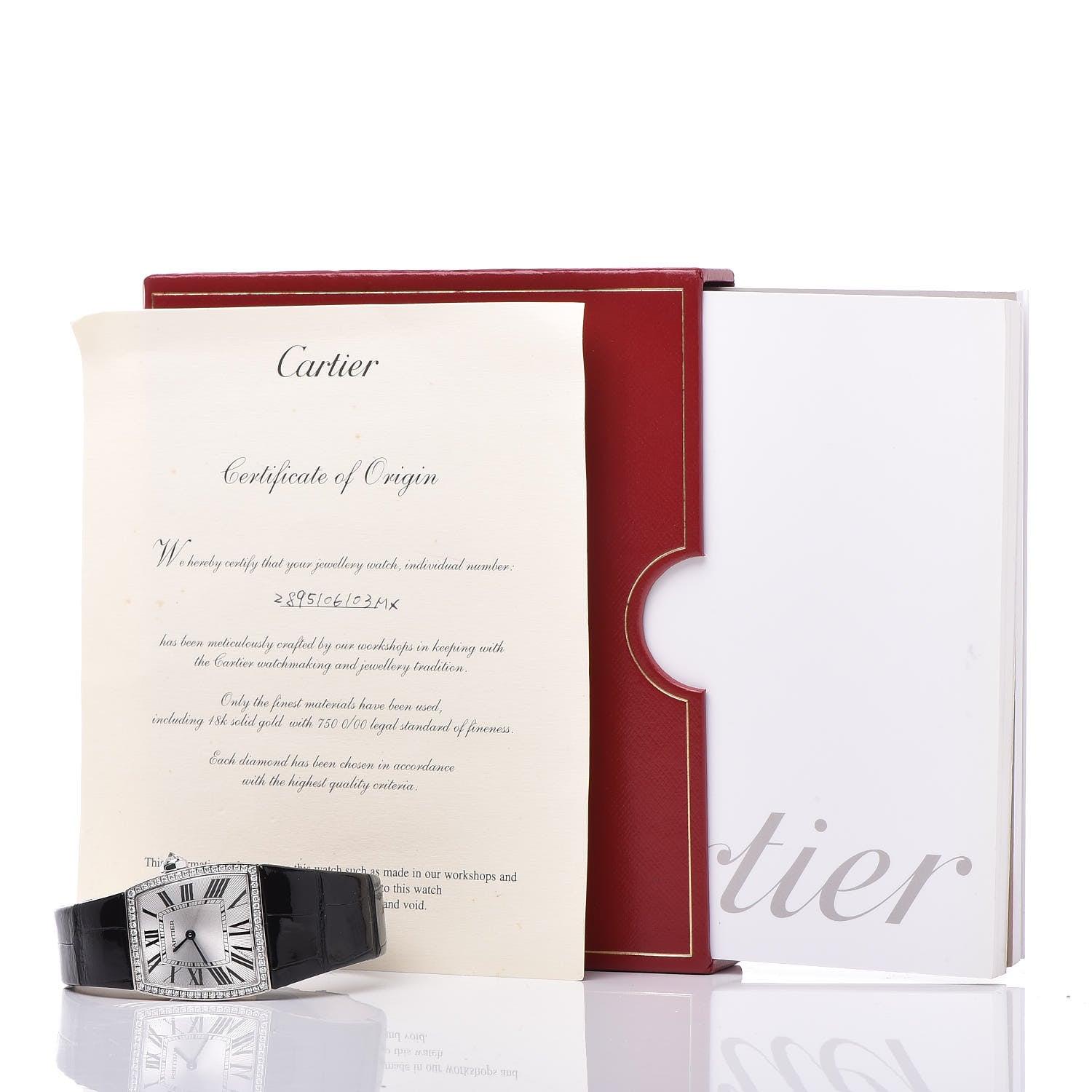 Cartier 18K White Gold Alligator Diamond Bezel 28mm La Dona Quartz Watch 13 of 13