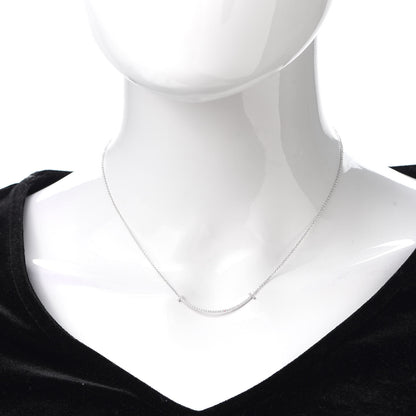 Tiffany 18K White Gold Diamond Small T Smile Pendant Necklace 2 of 6