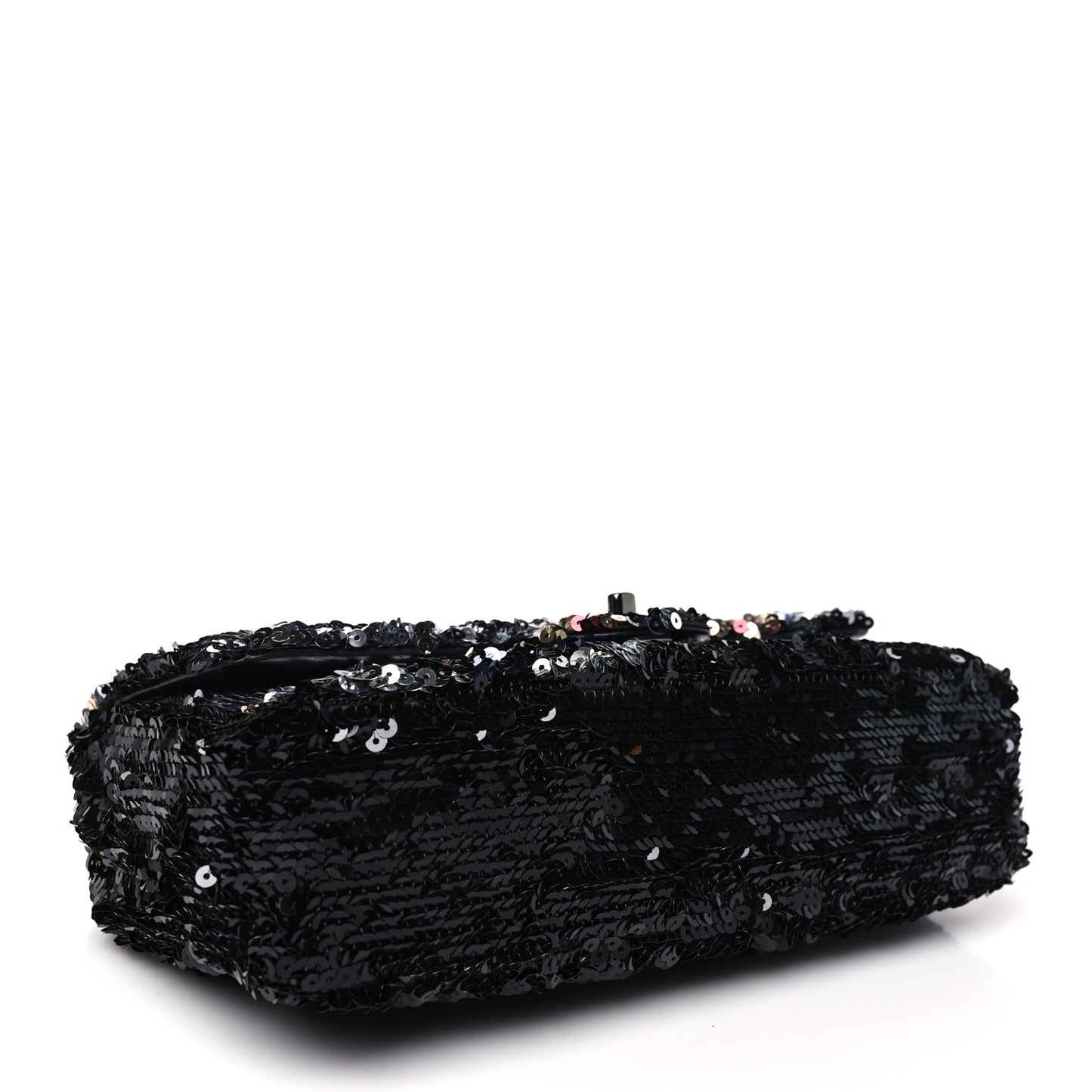 Sequin Medium Single Flap Silver Black Multicolor