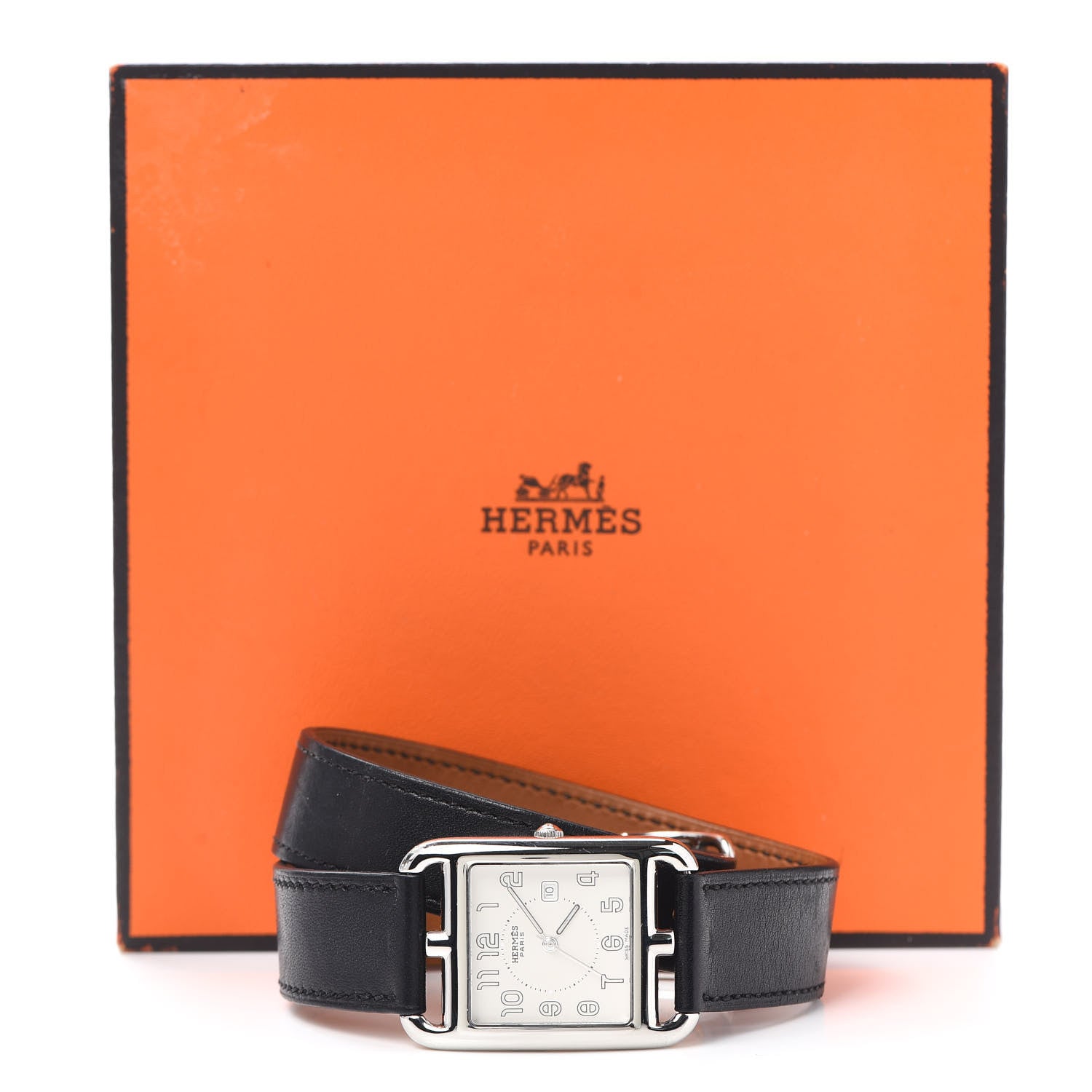 Hermes Stainless Steel Barenia 29mm Cape Cod Double Tour Quartz Watch Noir 5 of 5