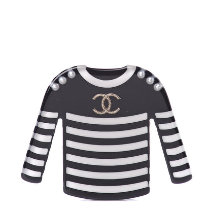 Chanel Resin Sweater CC Brooch Black White 1 of 4