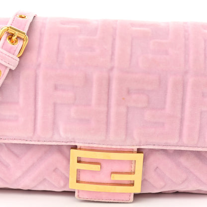 Fendi Velvet FF Embossed Baguette Rosa Confetti 8 of 12