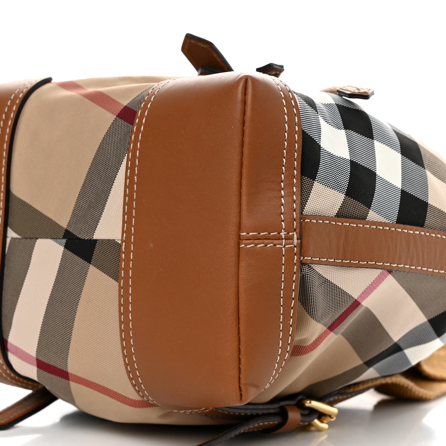 Burberry Nylon Calfskin Nova Check Backpack Brown 10 of 10
