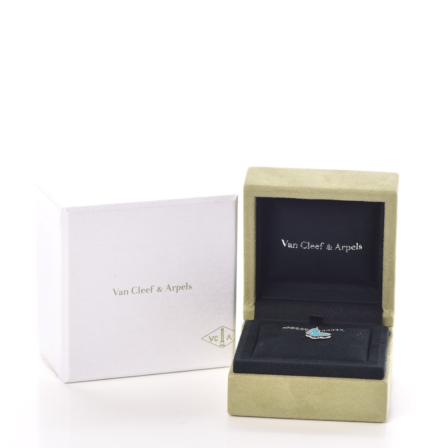 Van Cleef & Arpels 18K White Gold Turquoise Sweet Alhambra Butterfly Pendant Necklace 8 of 8