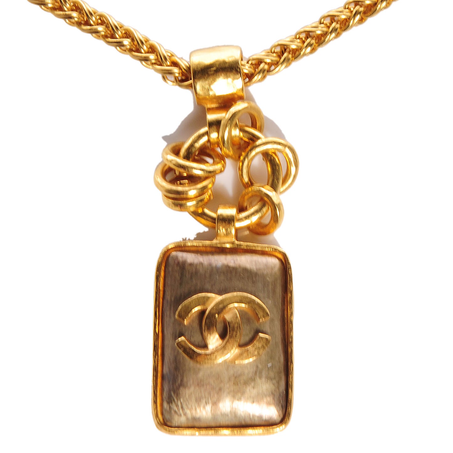 CC Pendant Long Necklace Gold