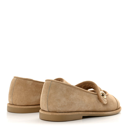 Chanel Suede Cap Toe CC Mary Jane Flats 36 Beige 5 of 10