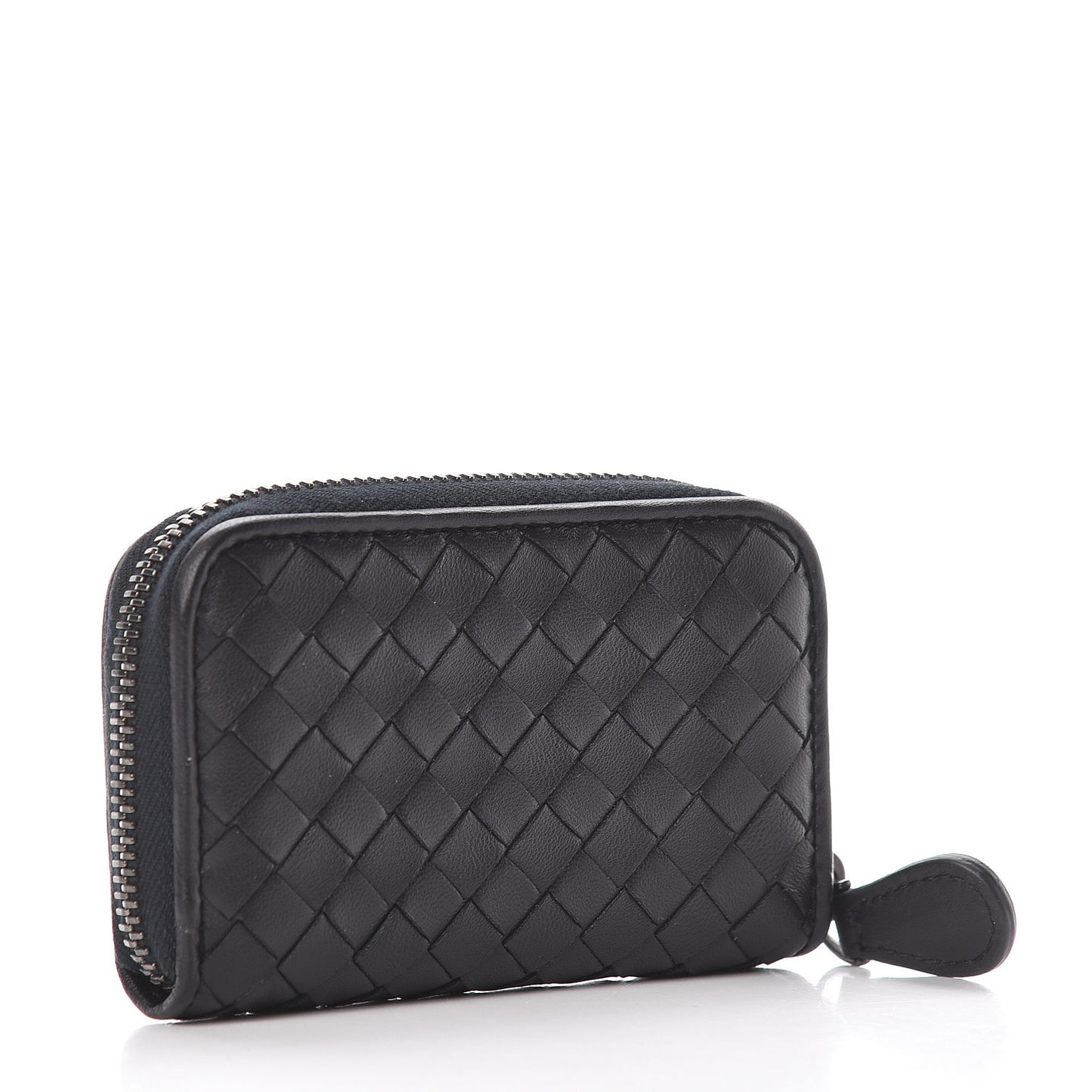Nappa Intrecciato Zip Around Card Holder Black