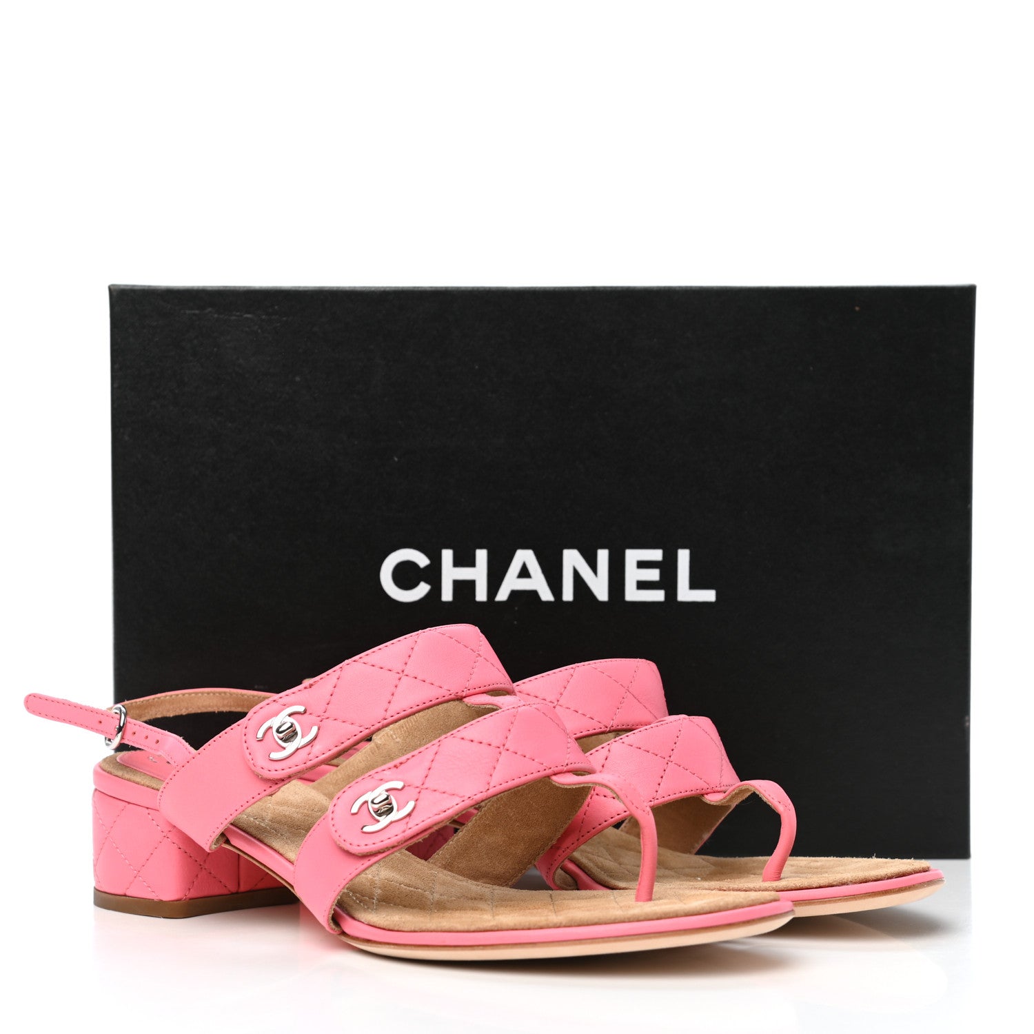 Chanel Lambskin CC Turnlock Sandals 40 Pink 8 of 8