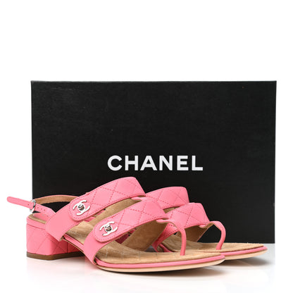 Chanel Lambskin CC Turnlock Sandals 40 Pink 8 of 8