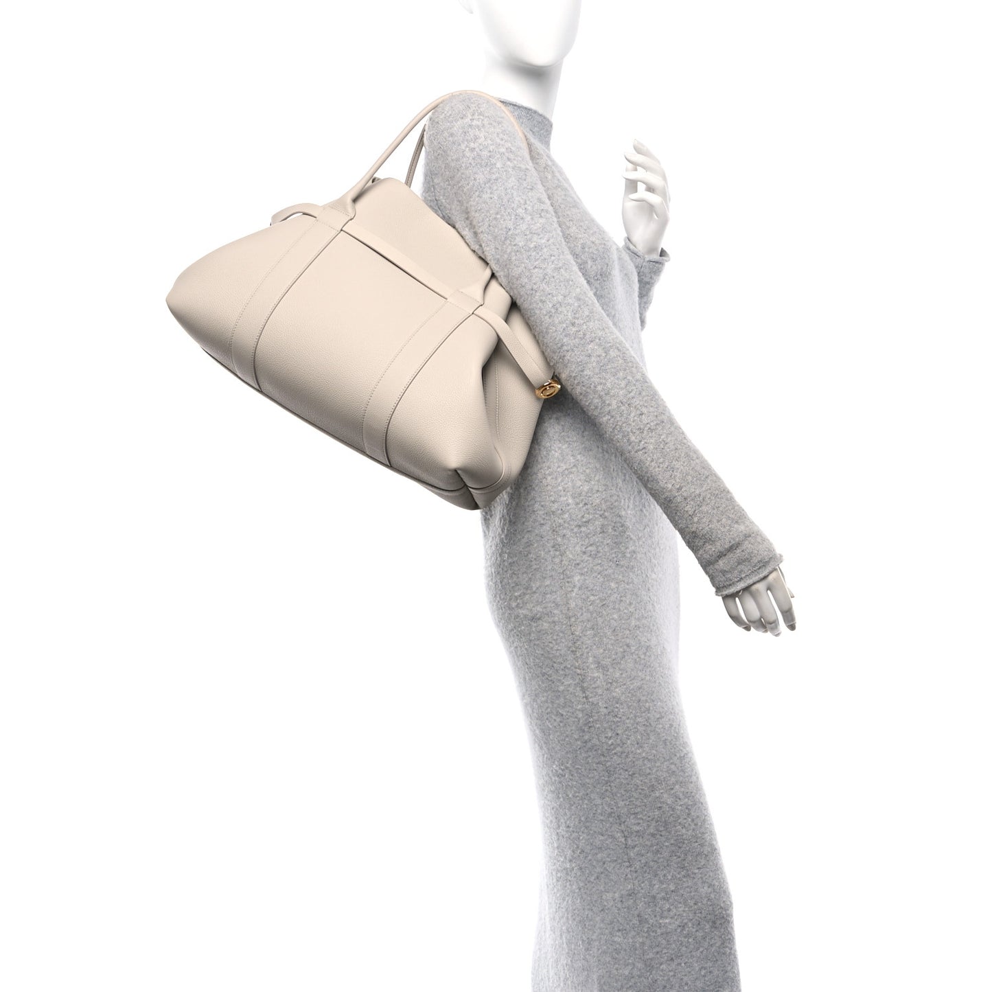 Grained Calfskin Large Ghiera Shopper Tote Light Travertine Sun Gold