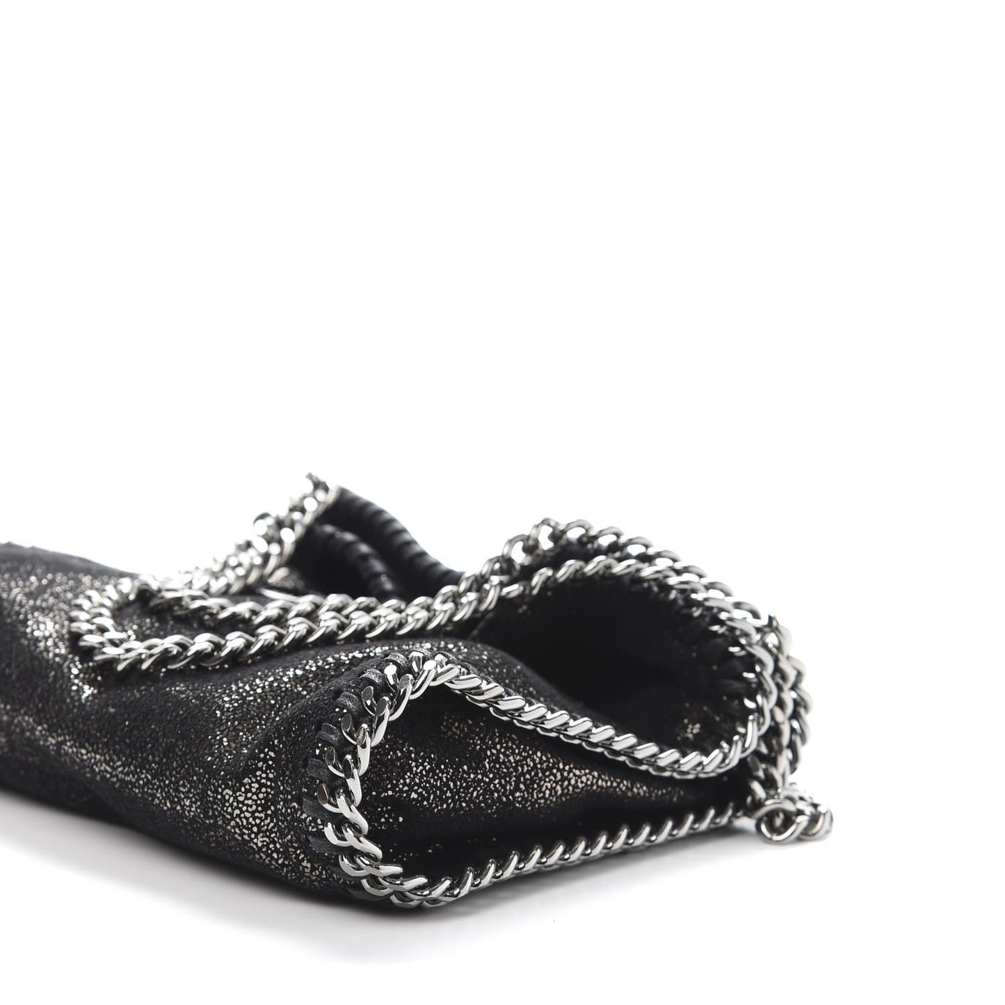 Chamois Shiny Dotted Tiny Falabella Fold Over Tote Ruthenium