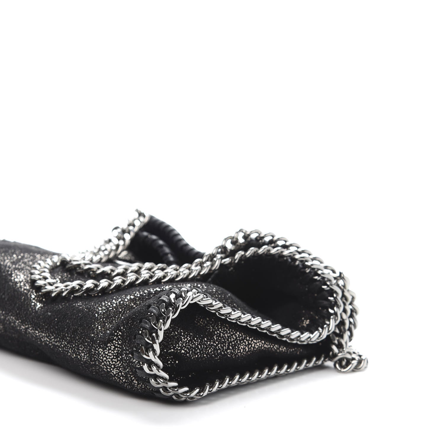 Stella McCartney Chamois Shiny Dotted Tiny Falabella Fold Over Tote Ruthenium 9 of 10
