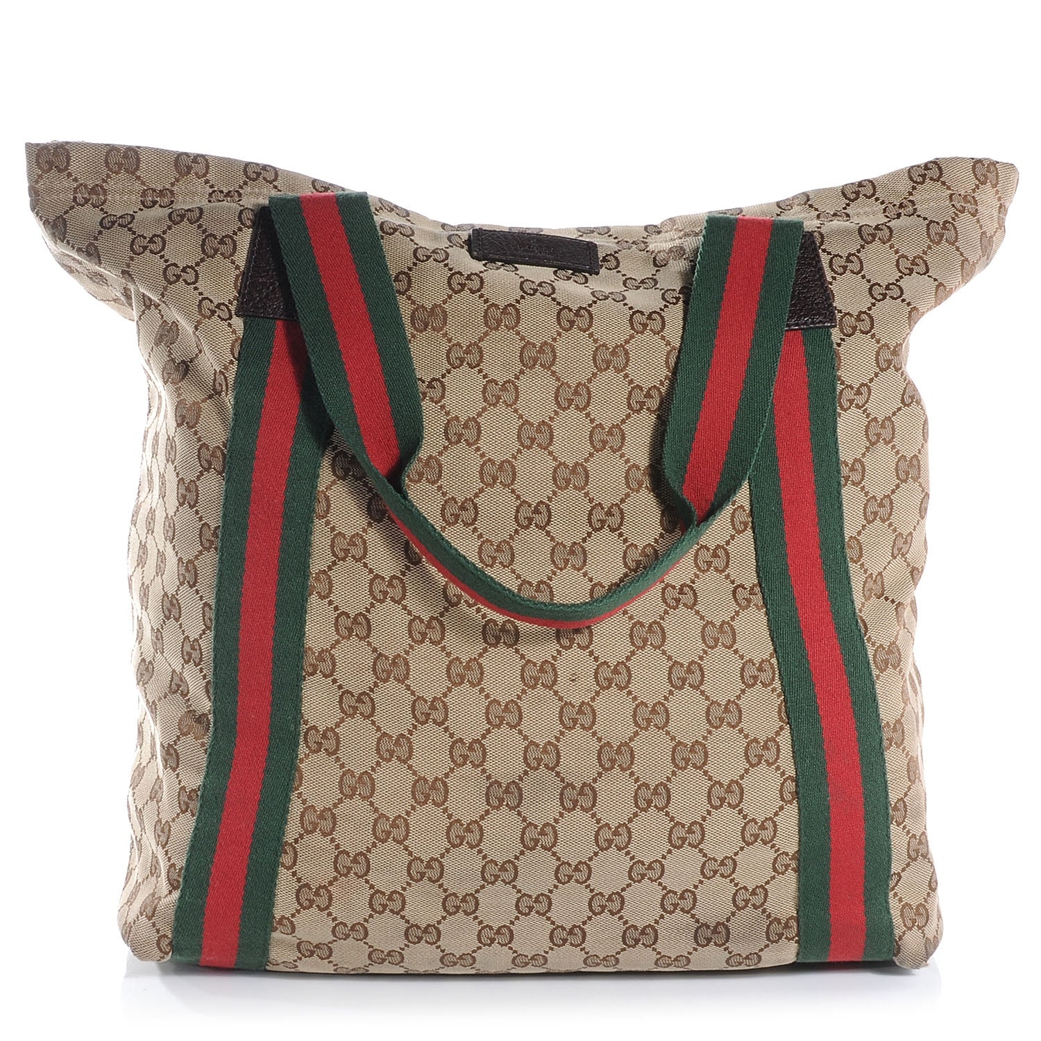 Gucci GG Monogram Medium Web Handle Vertical Tote Brown 1 of 9