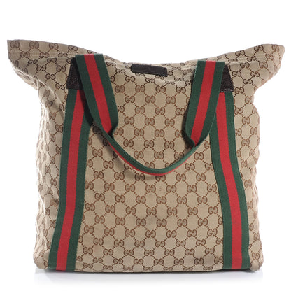 Gucci GG Monogram Medium Web Handle Vertical Tote Brown 1 of 9