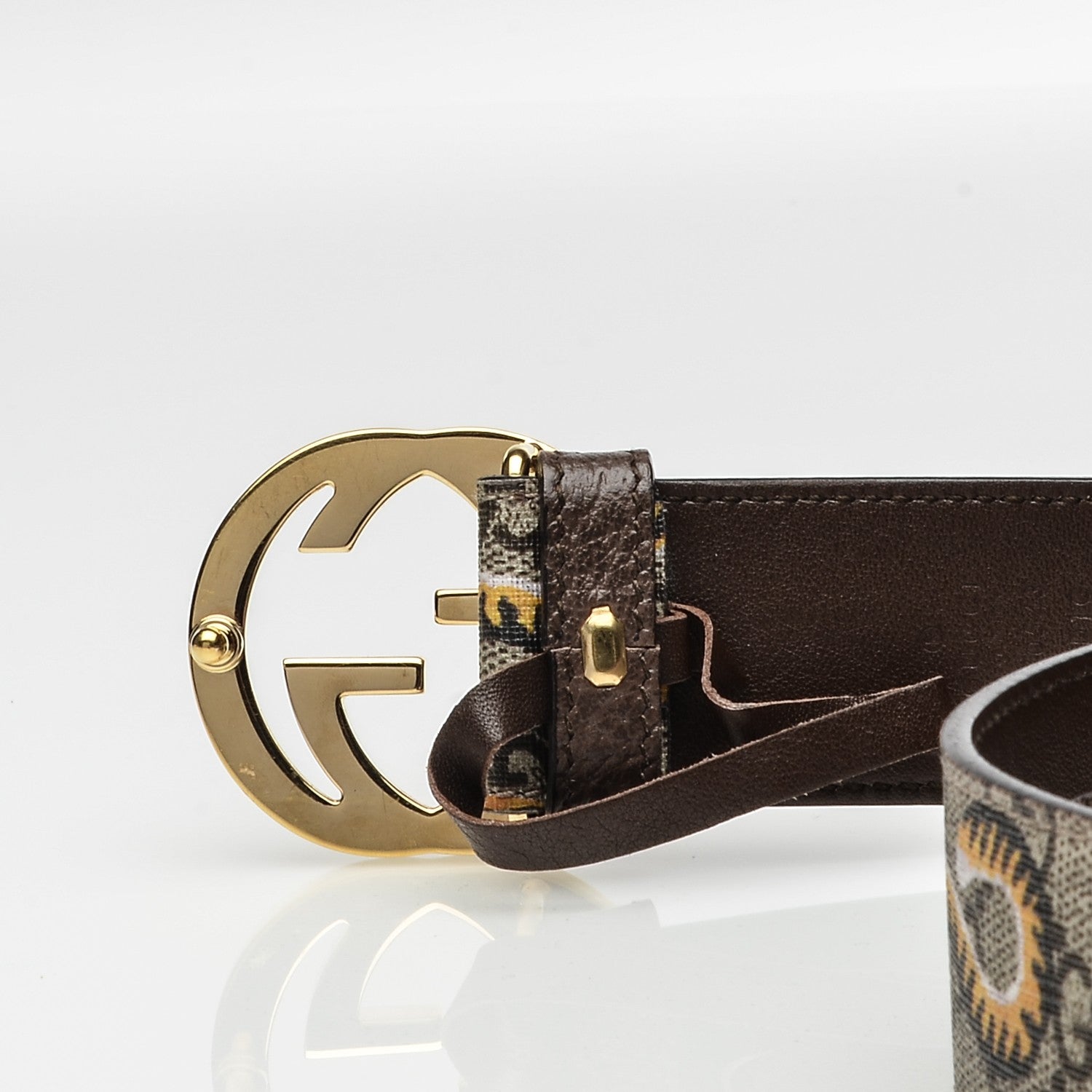 Gucci GG Supreme Monogram Bengal Interlocking G Belt 80 32 Beige Pink 4 of 8