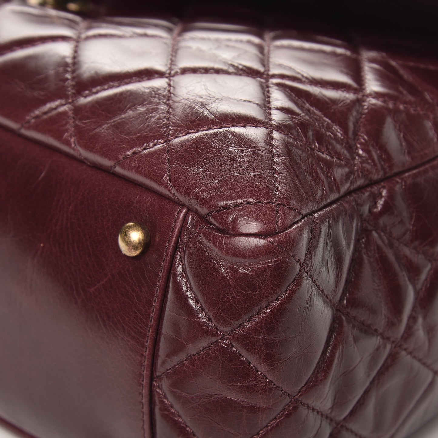 Glazed Calfskin Castle Rock Large Flap Burgundy