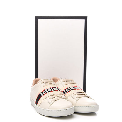 Gucci Calfskin Stripe Womens New Ace Sneakers 38 New Mystic White Ecru Red Flame 9 of 9