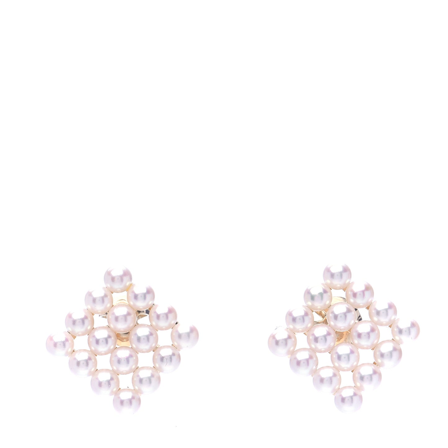 14K Yellow Gold Akoya Pearl 3.7mm Square Earrings