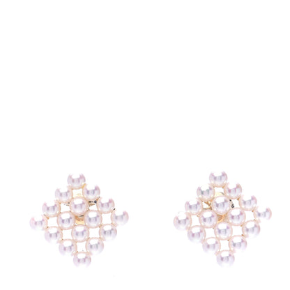 Mikimoto 14K Yellow Gold Akoya Pearl 3.7mm Square Earrings 1 of 5