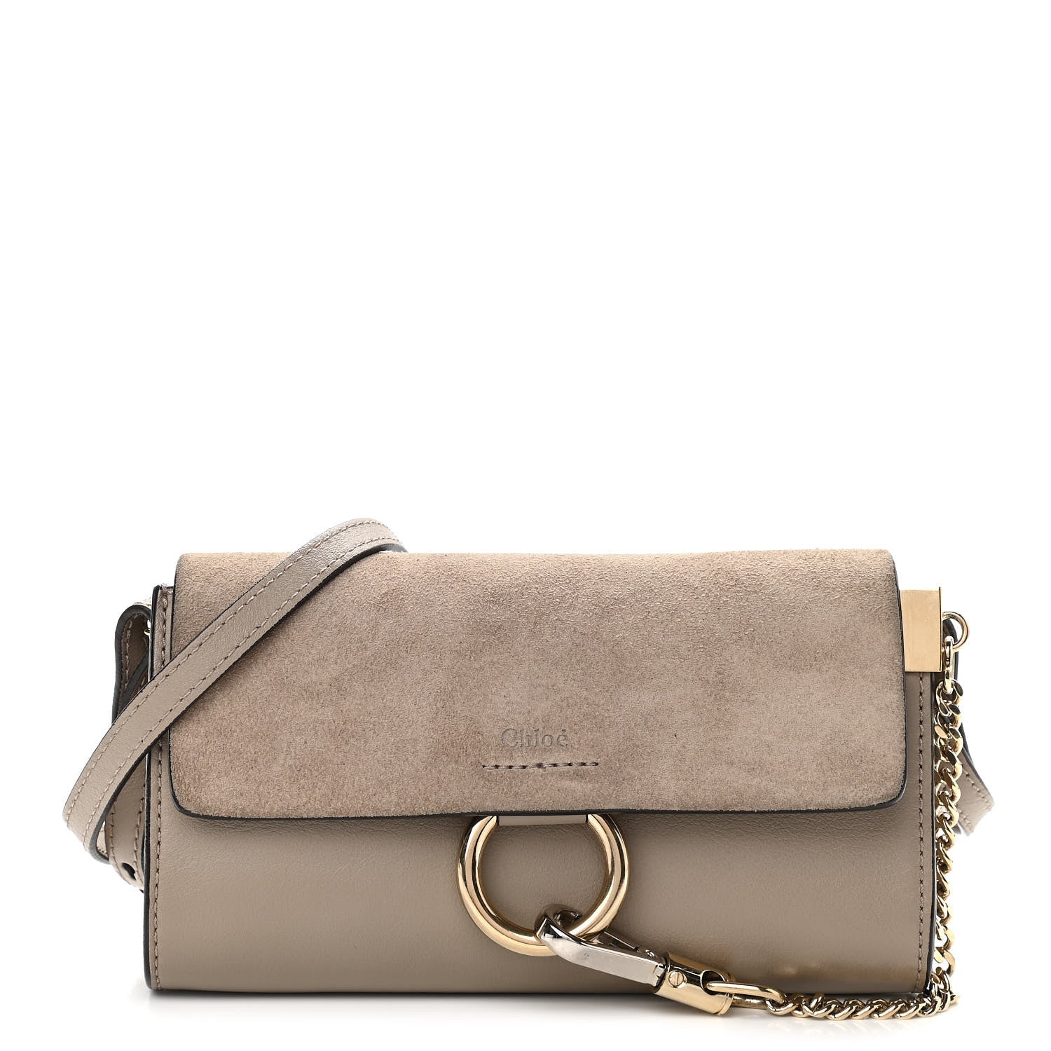Chloe Suede Calfskin Mini Faye Shoulder Bag Motty Grey 1 of 10
