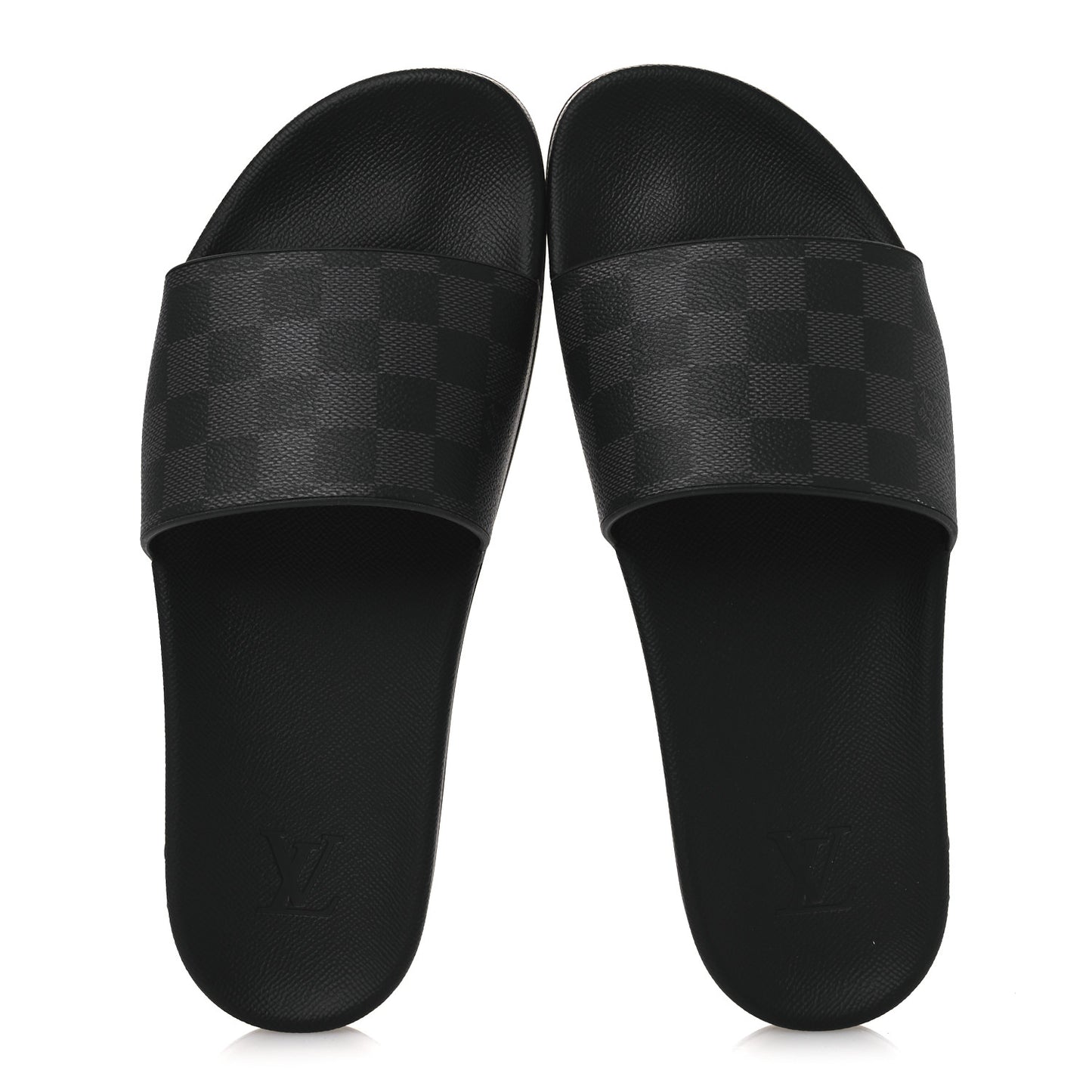 Damier Graphite Mens Waterfront Slide Sandal 9 Black