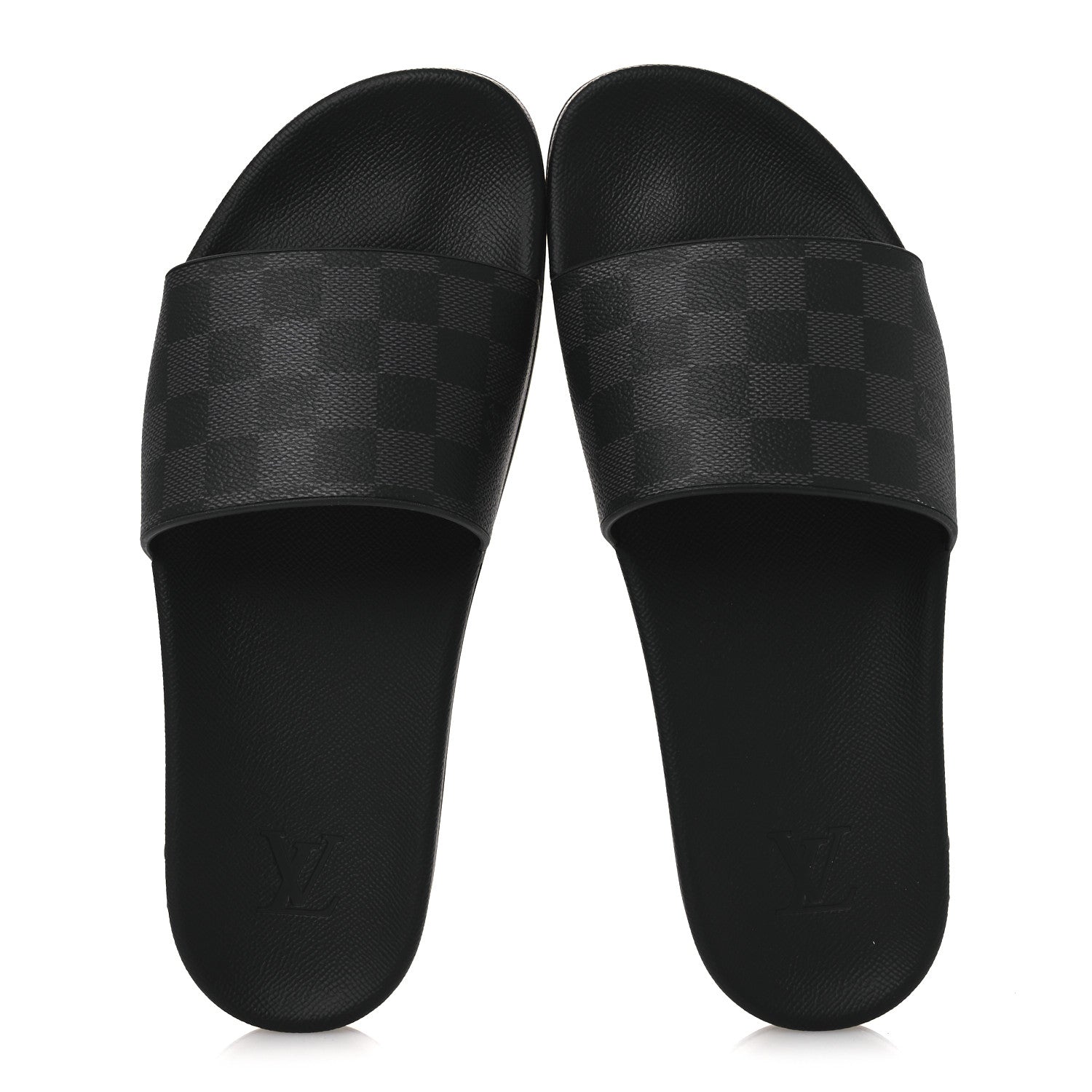Louis Vuitton Damier Graphite Mens Waterfront Slide Sandal 9 Black 2 of 12