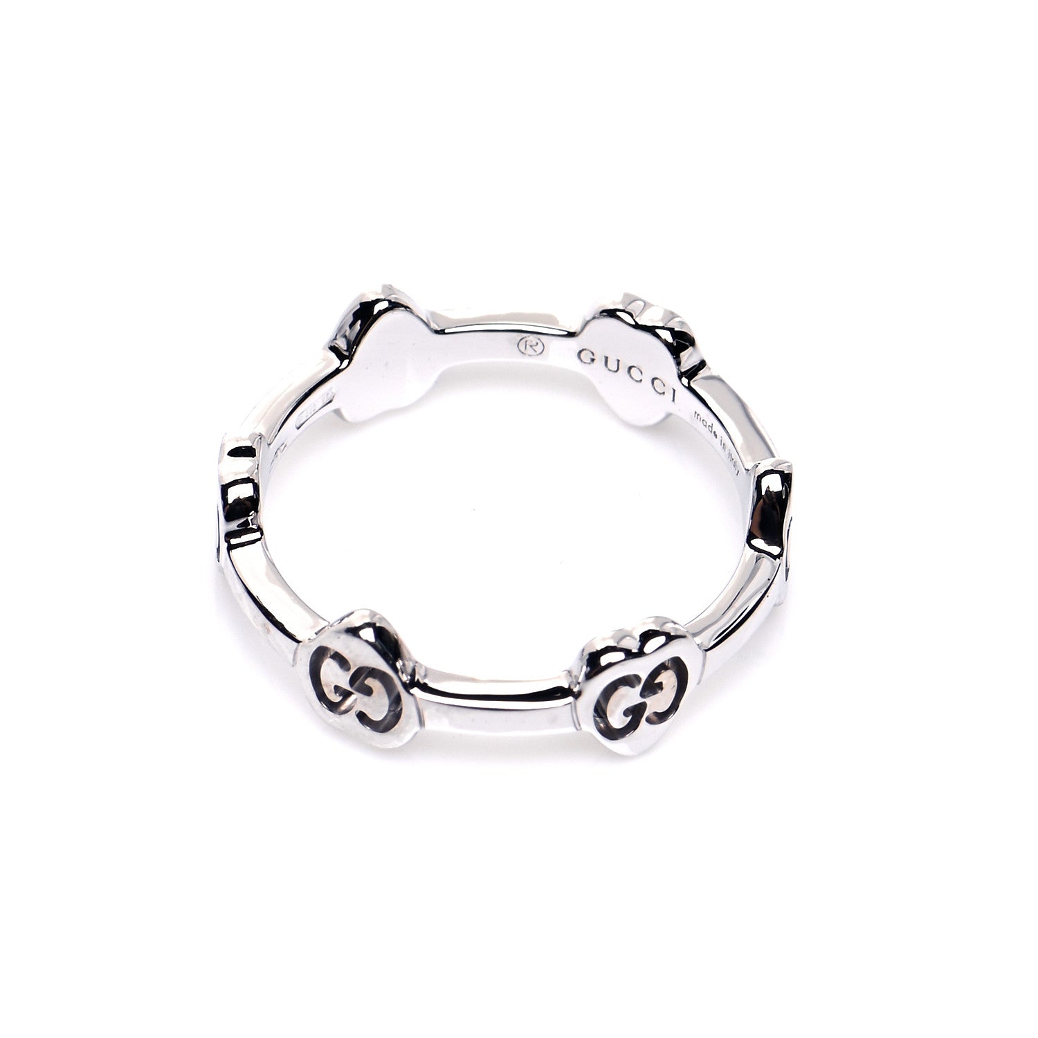 Gucci 18K White Gold GG Love Heart Ring 50 5.5 4 of 4