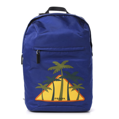Prada Tessuto Nylon Palm Tree Print Day Backpack Bluette 1 of 10