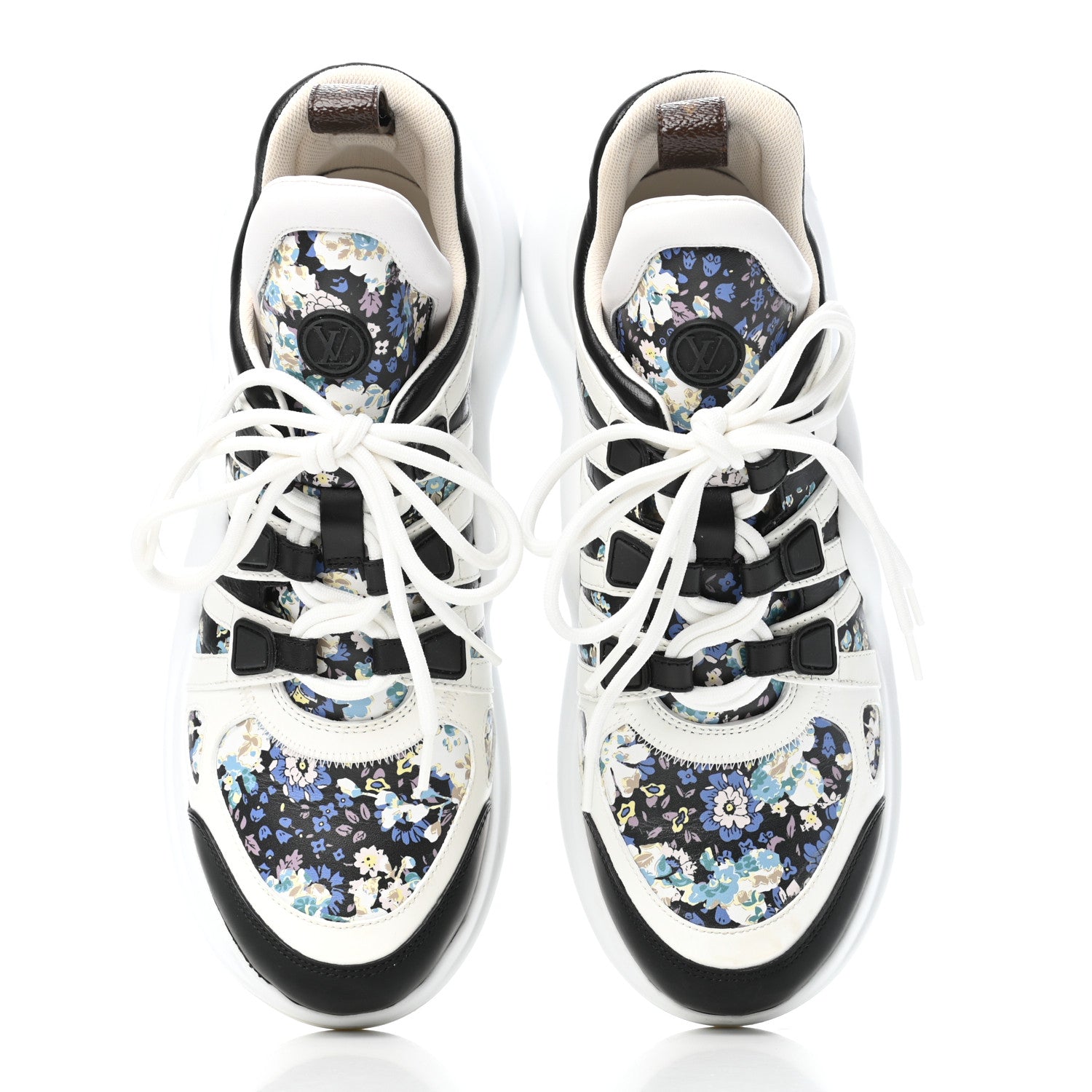 Louis Vuitton Flower Printed Calfskin Monogram LV Archlight Sneakers 39 Black Blue 5 of 11