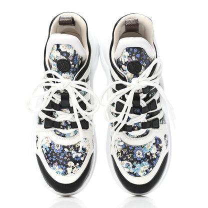 Louis Vuitton Flower Printed Calfskin Monogram LV Archlight Sneakers 39 Black Blue 5 of 11