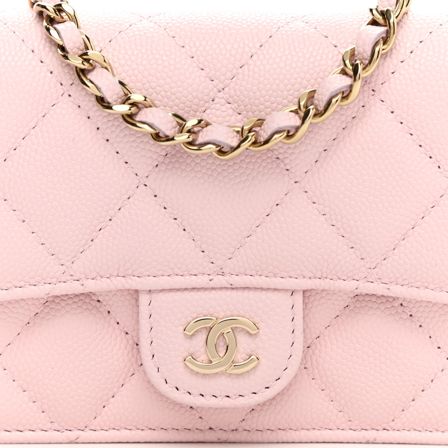 Caviar Quilted Mini Chain Bag Pink