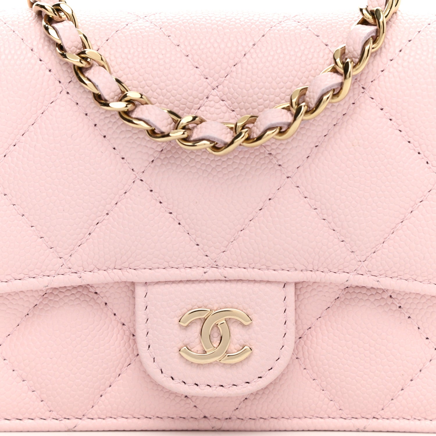 Chanel Caviar Quilted Mini Chain Bag Pink 9 of 12