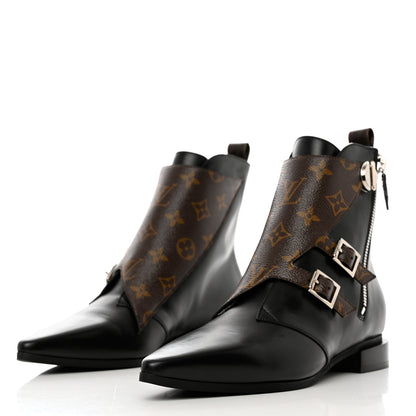 Louis Vuitton Calfskin Monogram Jumble Flat Ankle Boots 38.5 Black 3 of 10