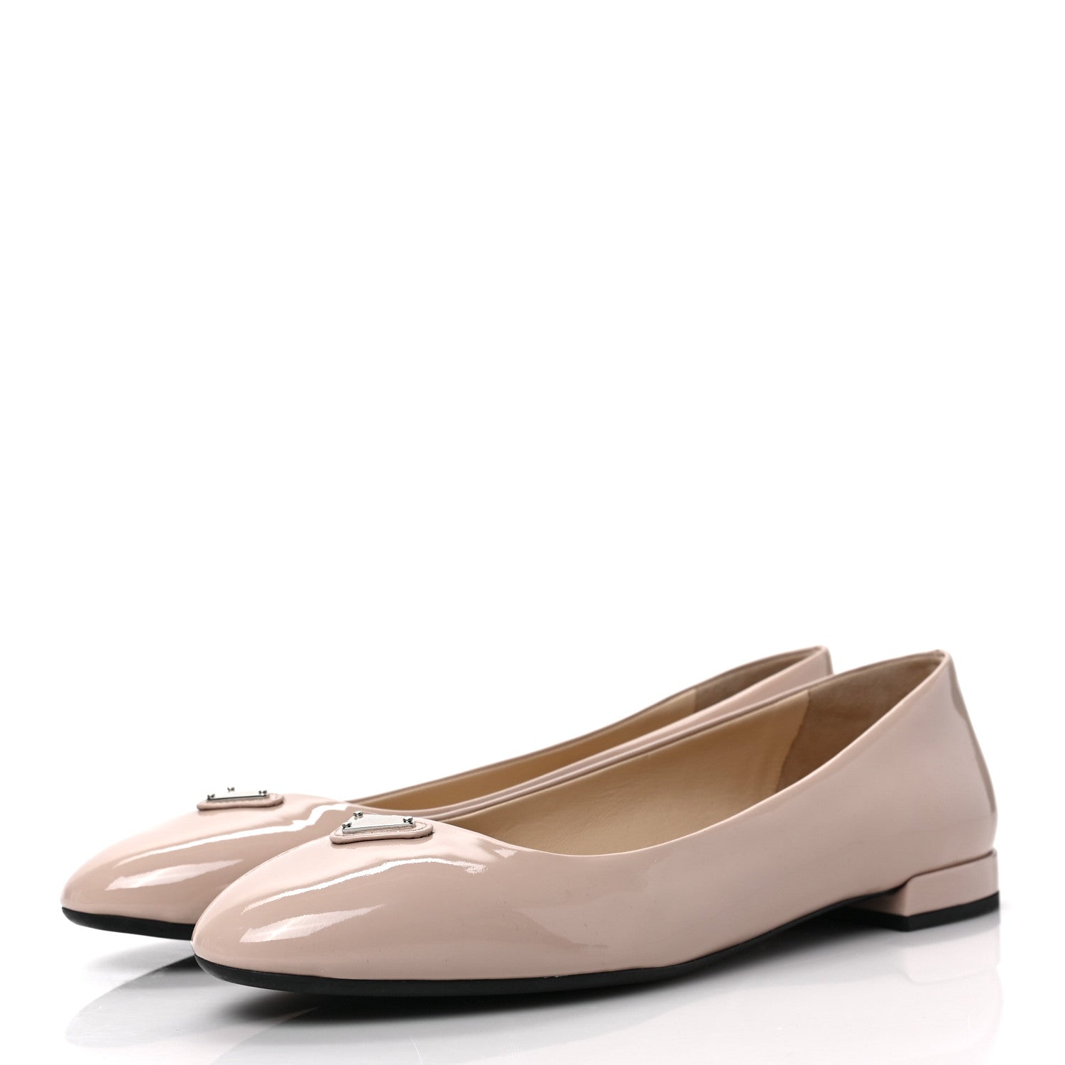Prada Patent Triangle Ballerina Flats 39.5 Cipria 3 of 8