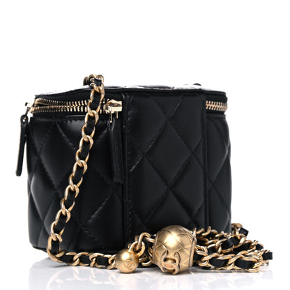 Chanel Lambskin Quilted Mini Pearl Crush Vanity Case With Chain Black 2 of 4
