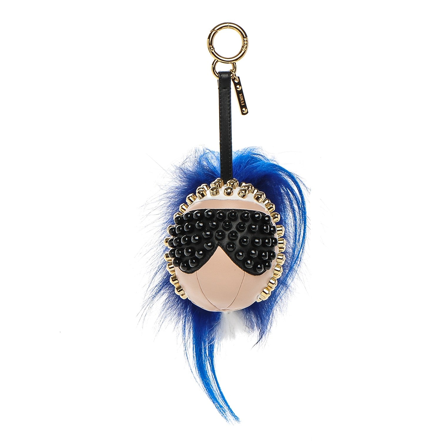Fendi Lambskin Goat Fur Studded Punkarlito Bag Charm Blue 1 of 5