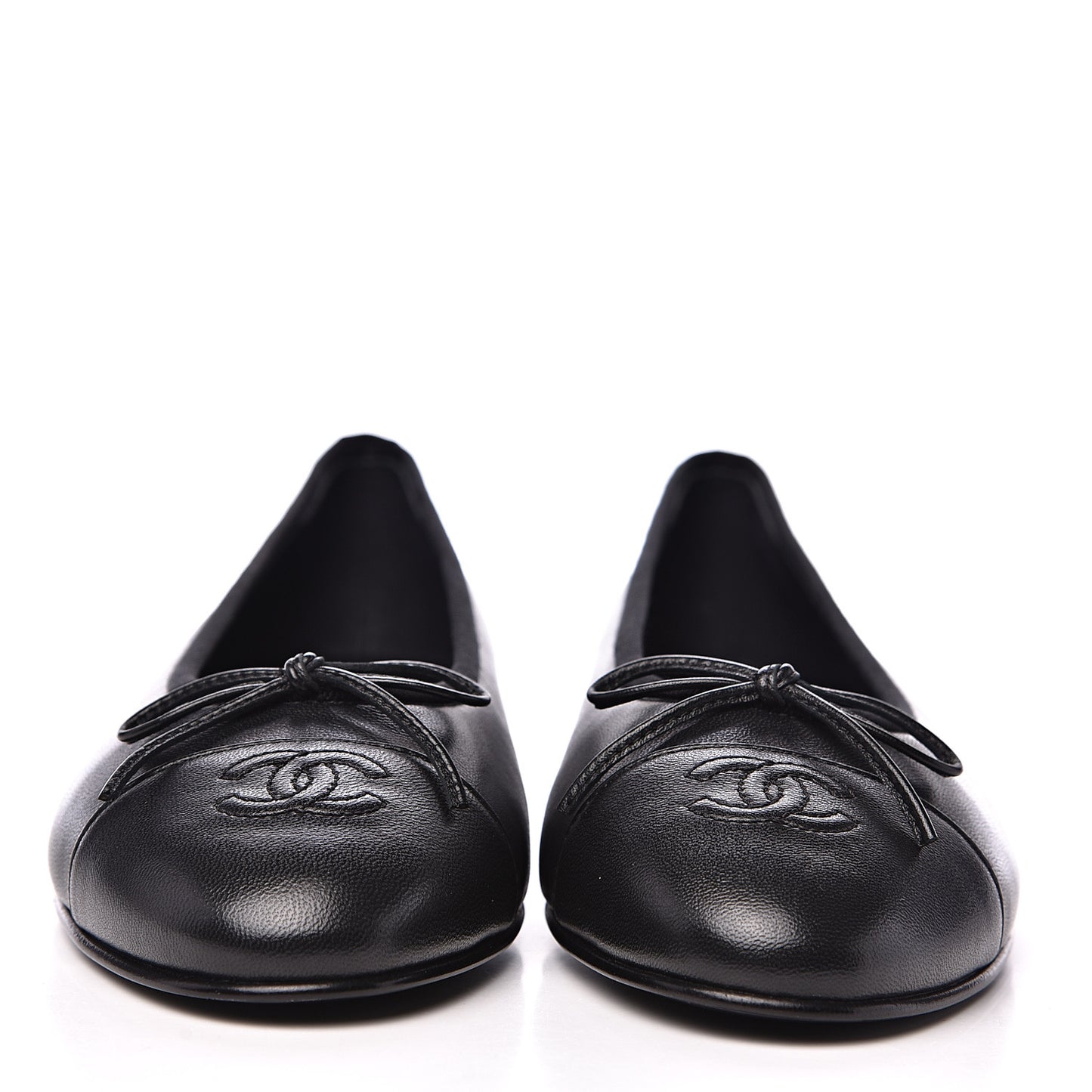 Lambskin Cap Toe Ballerina Flats 40 Black