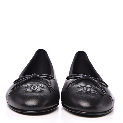 Chanel Lambskin Cap Toe Ballerina Flats 40 Black 2 of 9
