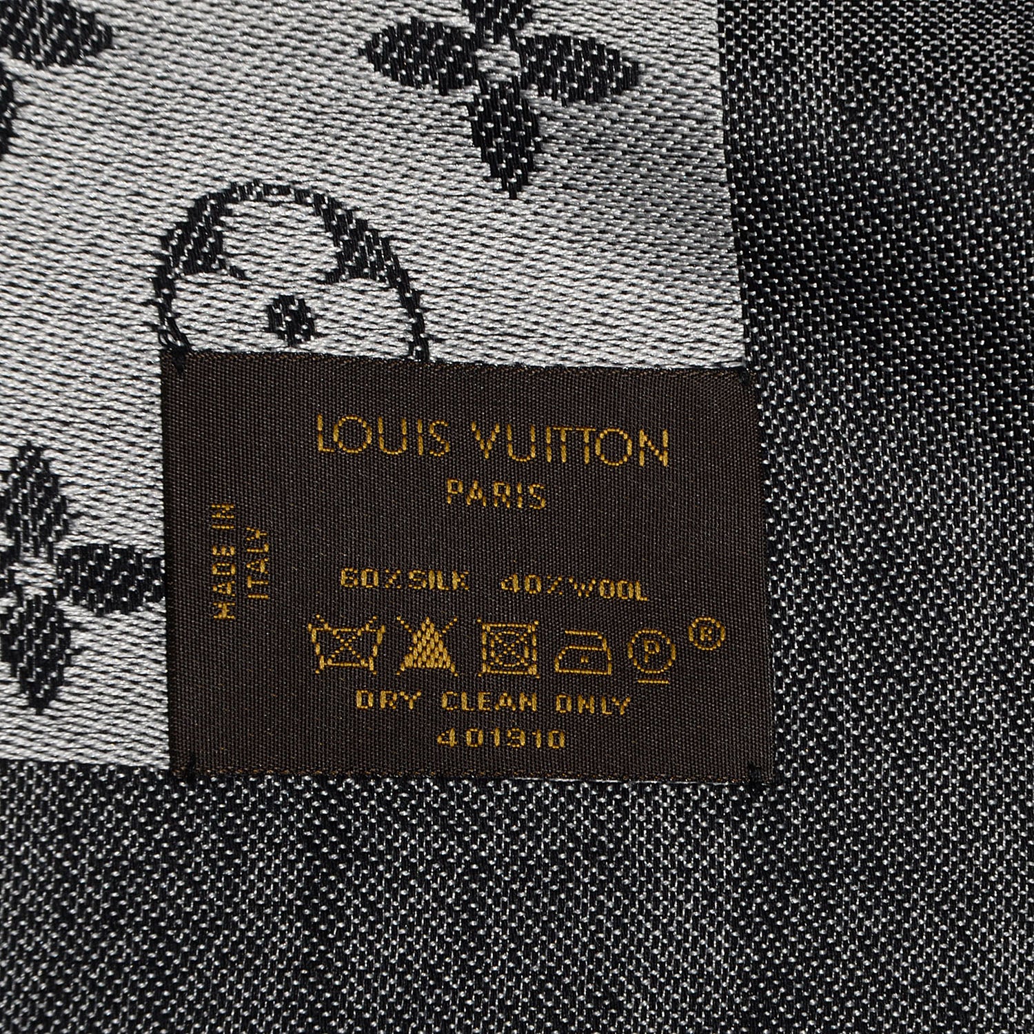 Louis Vuitton Silk Wool Monogram Denim Shawl Black 4 of 6