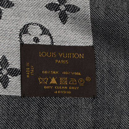 Louis Vuitton Silk Wool Monogram Denim Shawl Black 4 of 6