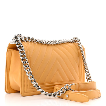 Chanel Calfskin Chevron Quilted Medium Boy Flap Yellow 3 of 15