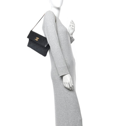 Chanel Calfskin Quilted Fold Over Clutch Black 2 of 11