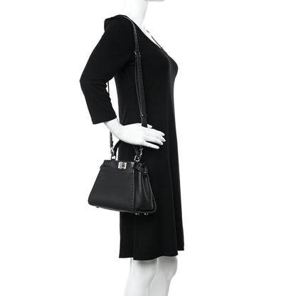 Fendi Cuoio Romano Selleria Bi-Color Mini Peekaboo Iconic Satchel Black Mou 2 of 10