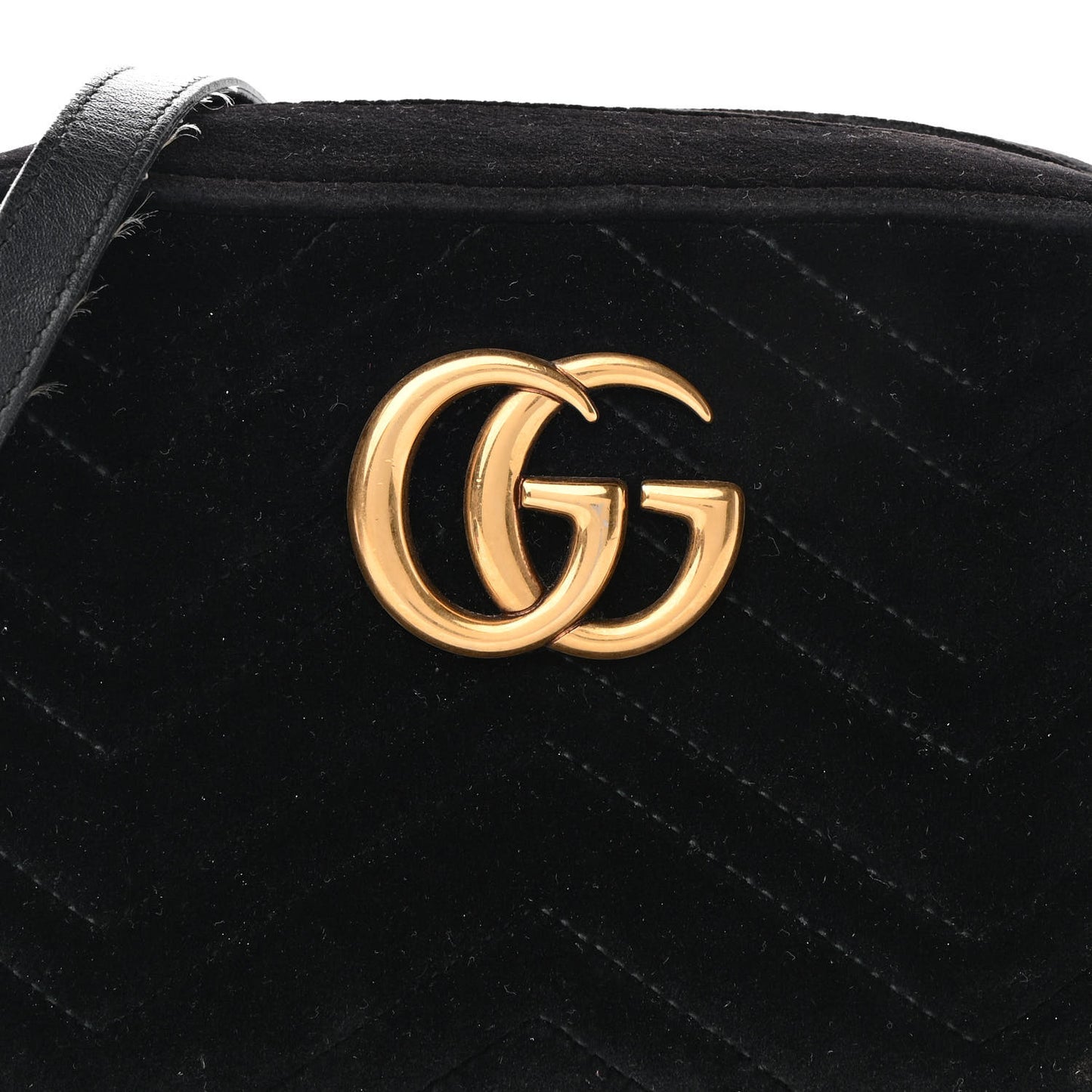Velvet Matelasse Small GG Marmont Chain Shoulder Bag Black
