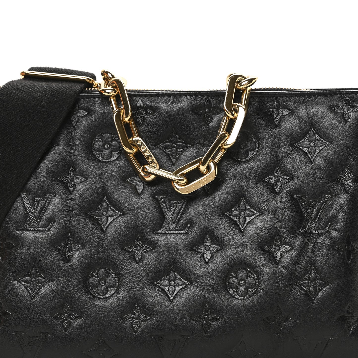 Lambskin Embossed Monogram Coussin PM Black Black